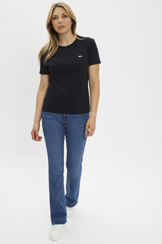 T-shirt noir en coton bio col rond