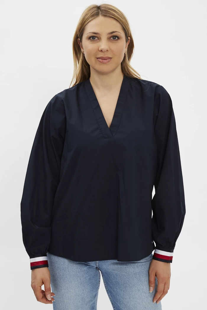 Chemisier bleu marine coton pour femme Tommy Hilfiger Destock Jeans