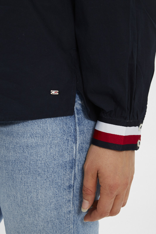 chemisier bleu marine Tommy Hilfiger avec poignets bicolores