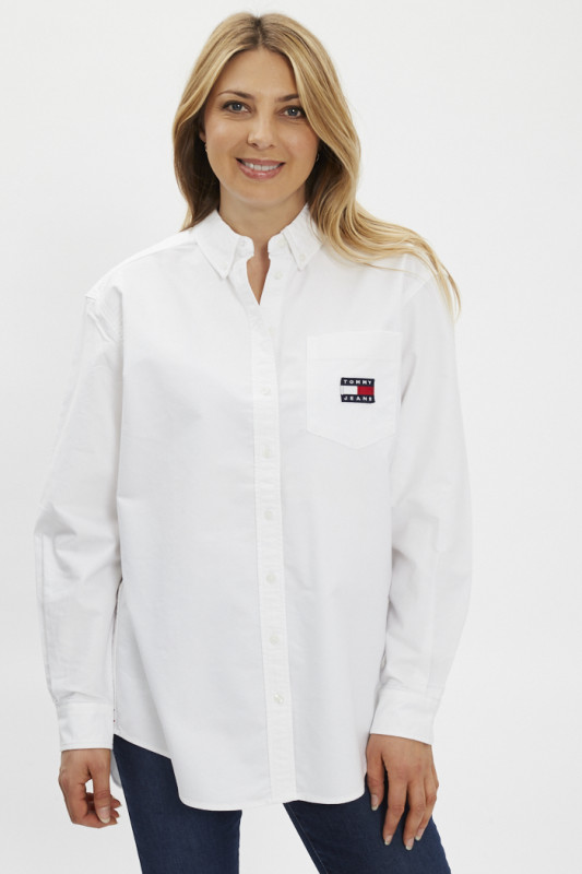 chemise casual blanche pour femme tommy hilfiger coupe boyfriend