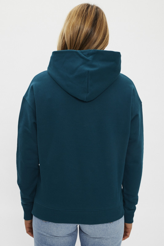 Sweatshirt turquoise 100% coton pour femme Tommy hilfiger poche kangourou