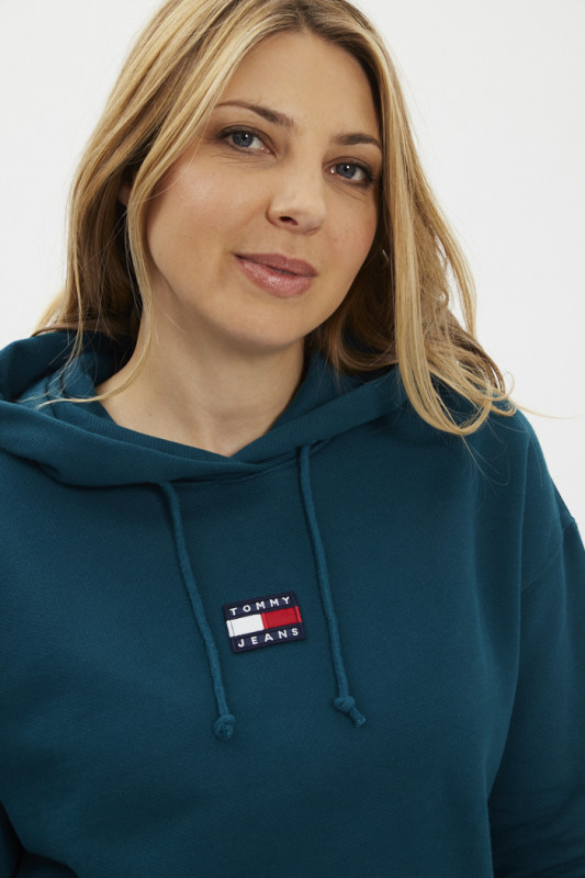 Sweatshirt turquoise 100% coton pour femme Tommy hilfiger manches longues