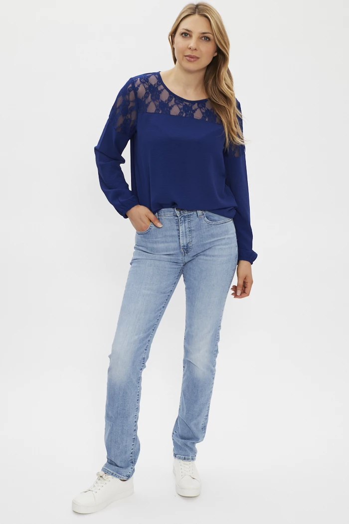 Chemisier Bleu Dentelle Ermanno Scervino - Taille 34/36 - Occasion Très Bon état