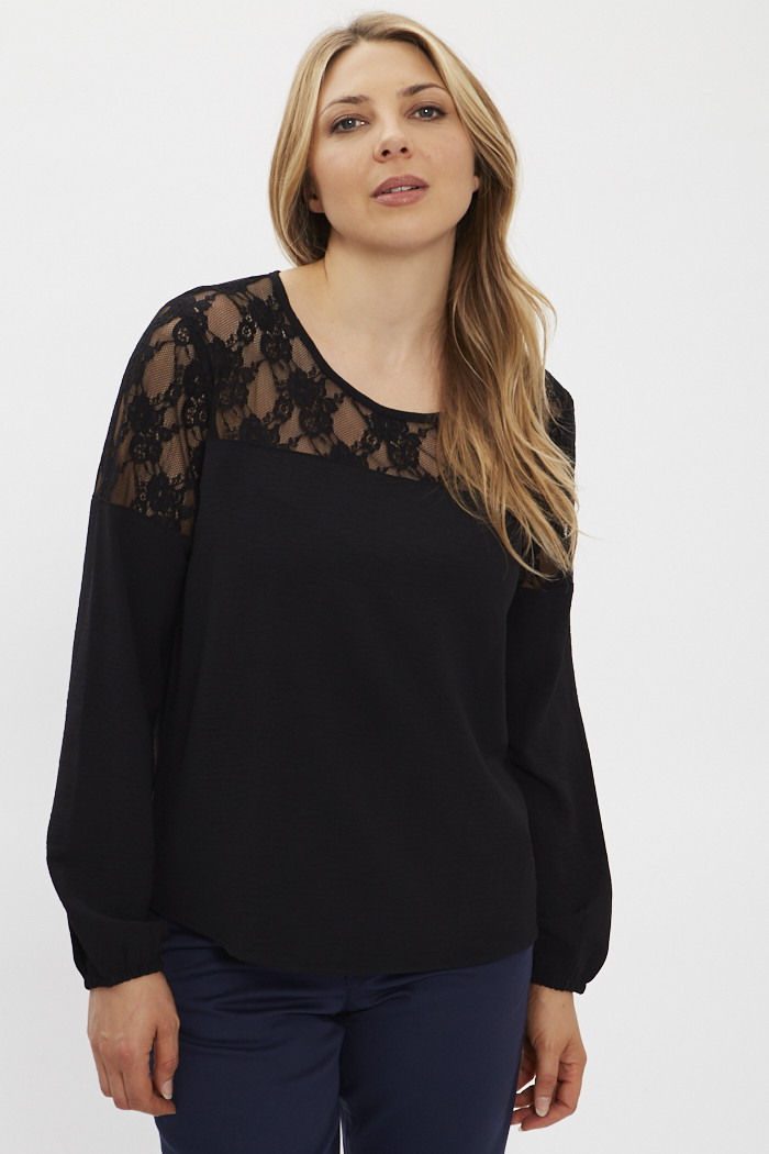 Chemisier store noir dentelle