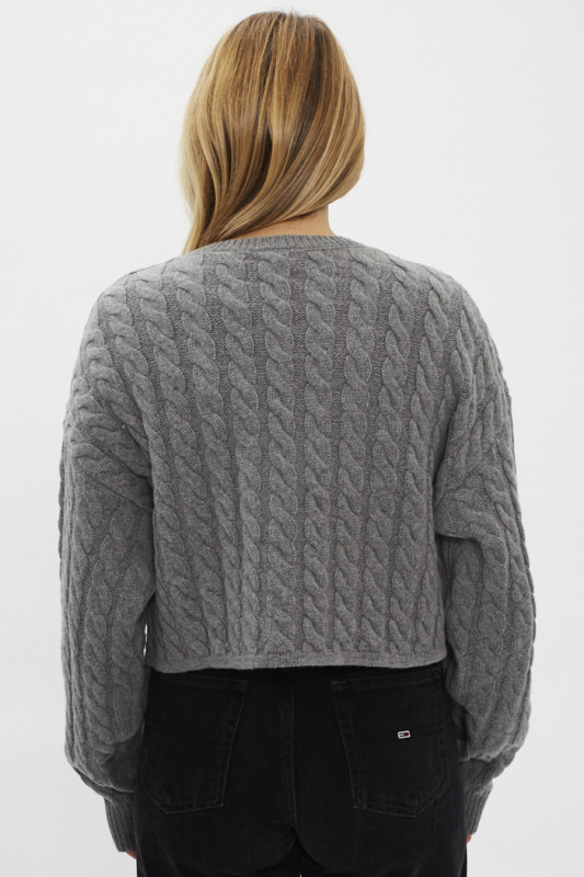 pull court torsadé gris pour femme Levi's col V