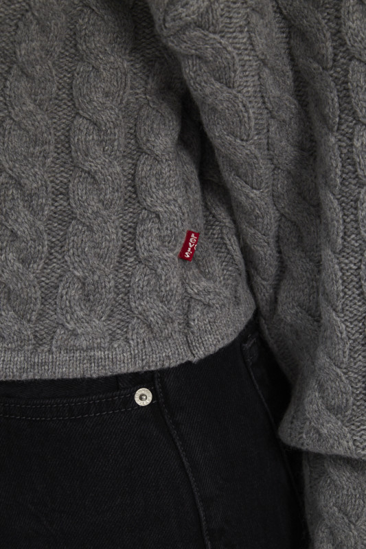 pull court torsadé gris pour femme Levi's manches longues
