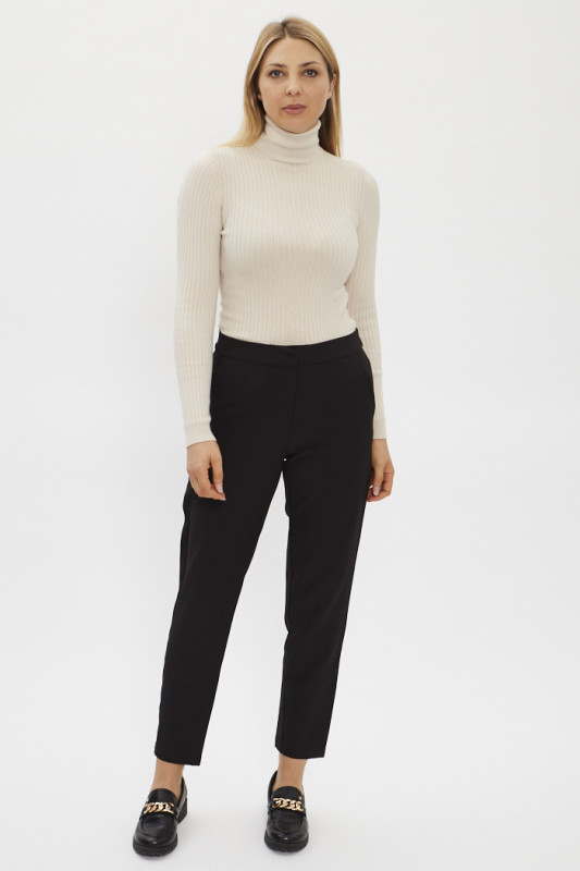 Pantalon Chino classique noir pour femme 5% d'élasthanne