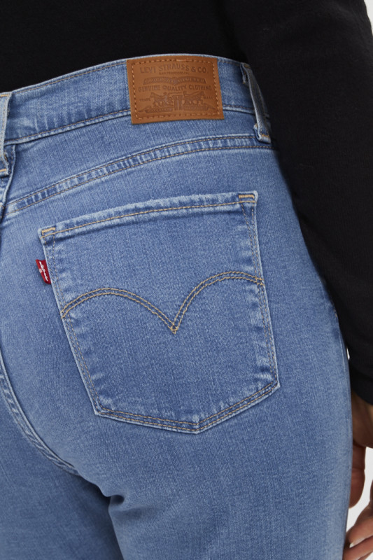 Jeans 724 coupe droite bleu délavé femme coton mélangé Levi's