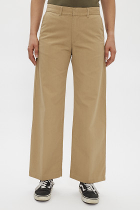 Pantalon Baggy kaki/beige pour femme en coton