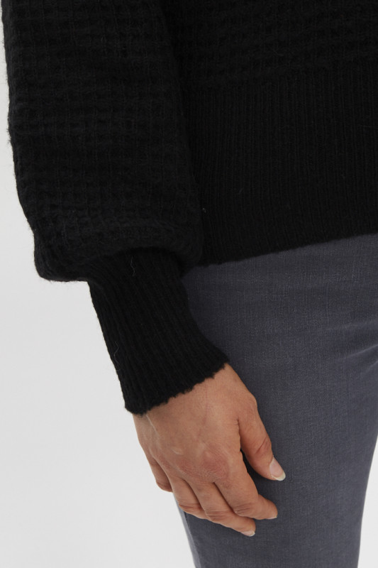 Pull noir maille fantaisie col rond femme Vero Moda