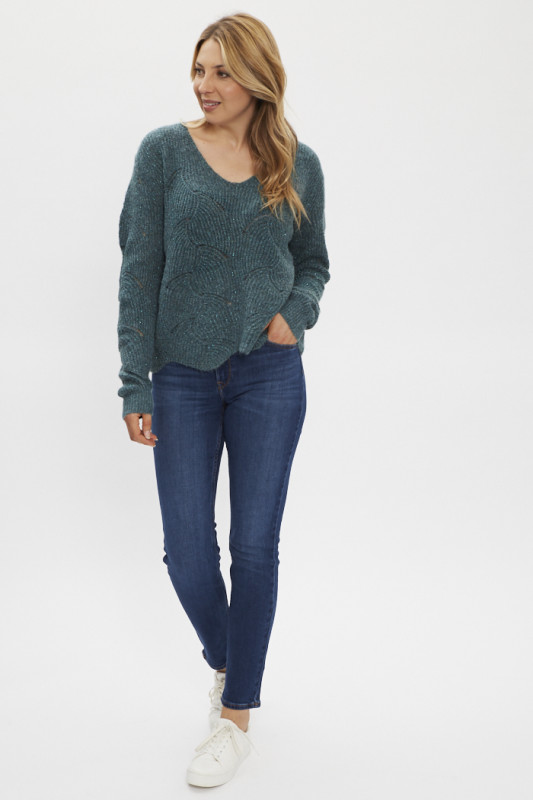 Pull vert maille fantaisie femme Only