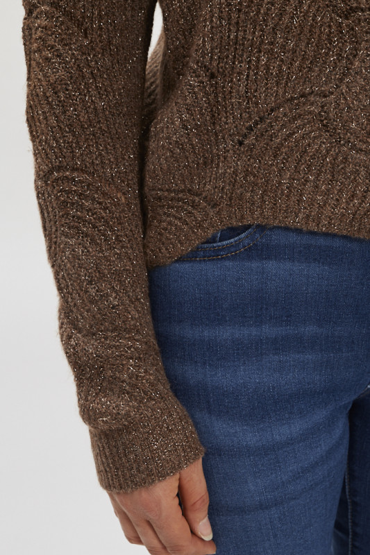 Pull marron maille fantaisie pour femme Only coupe droite