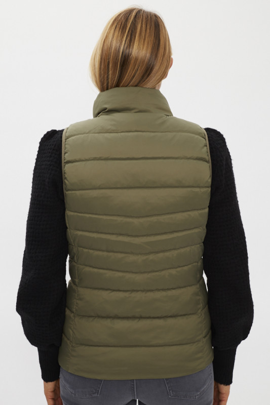 Doudoune sans manches Kaki pour femme Only col montant