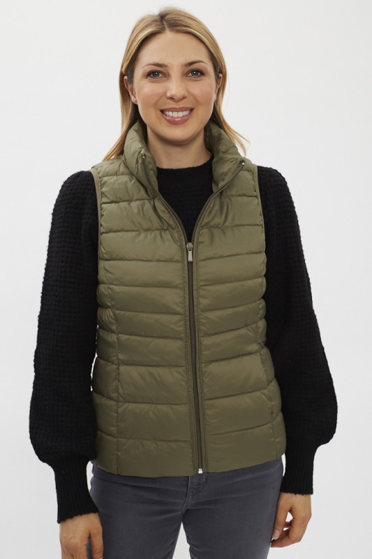 Doudoune sans manches Kaki coupe semi-ajustée