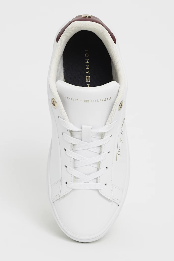 Sneakers blanches en cuir pour femme Tommy Hilfiger Destock Jeans