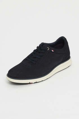 Sneakers bleu en cuir velours souple pour homme Tommy Hilfiger