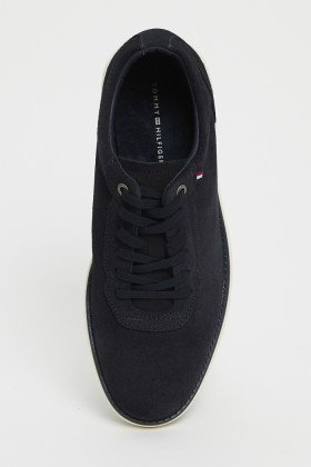 Sneakers bleu en cuir velours souple fermeture à lacets pour homme Tommy Hilfiger