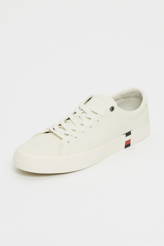 Sneakers beige clair en cuir pour homme tommy hilfiger