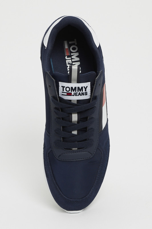 Sneakers bleu marine en cuir et tissu pour homme tommy hilfiger