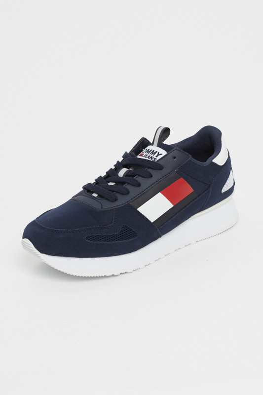 Sneakers bleu marine en cuir et tissu Tommy Jeans pour homme