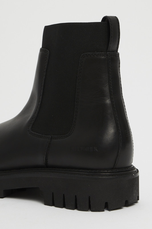 Bottines noires en cuir homme enfilage facile Tommy Hilfiger