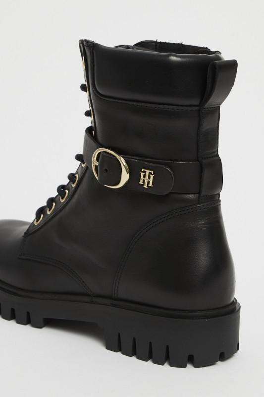 Bottines en cuir crantées à sangles Tommy Hilfiger femme