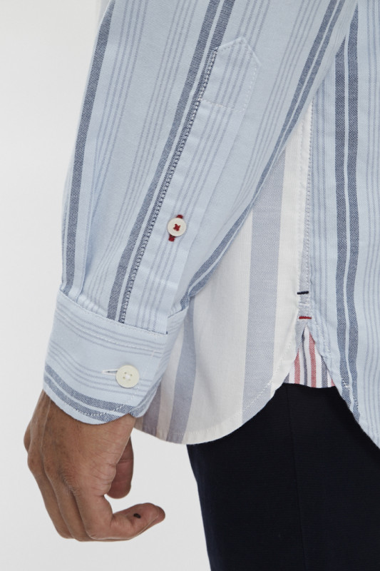 Chemise à rayures blanches et bleues homme tommy hilfiger en coton