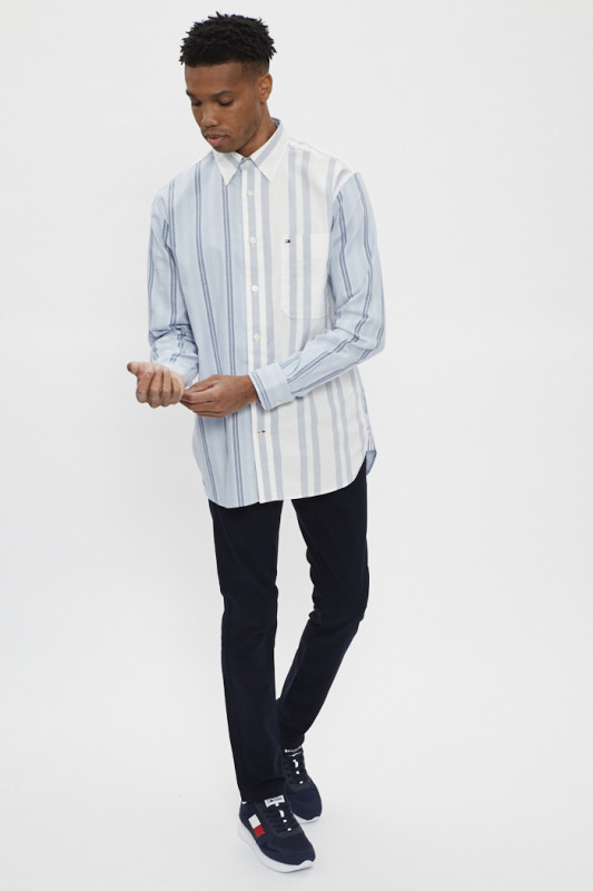 Chemise à rayures blanches et bleues homme tommy hilfiger