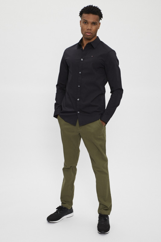 Chemise noire coupe slim coton extensible homme tommy hilfiger