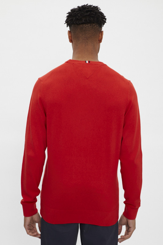 Pull rouge en coton et cachemire homme tommy hilfiger manches longues
