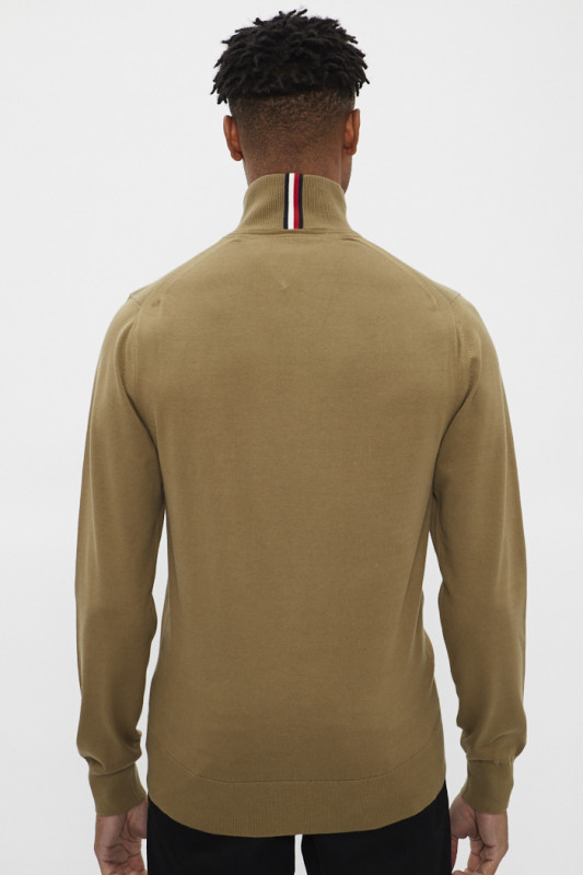 Gilet zippé kaki coton mélangé homme Tommy hilfiger coupe droite