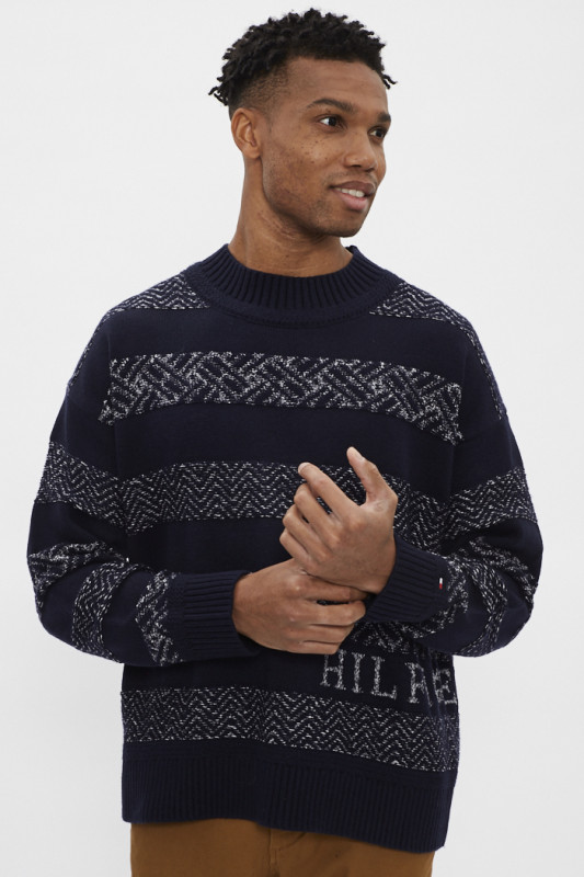 Pull fantaisie en laine et coton mélangés homme Tommy Hilfiger coupe standard