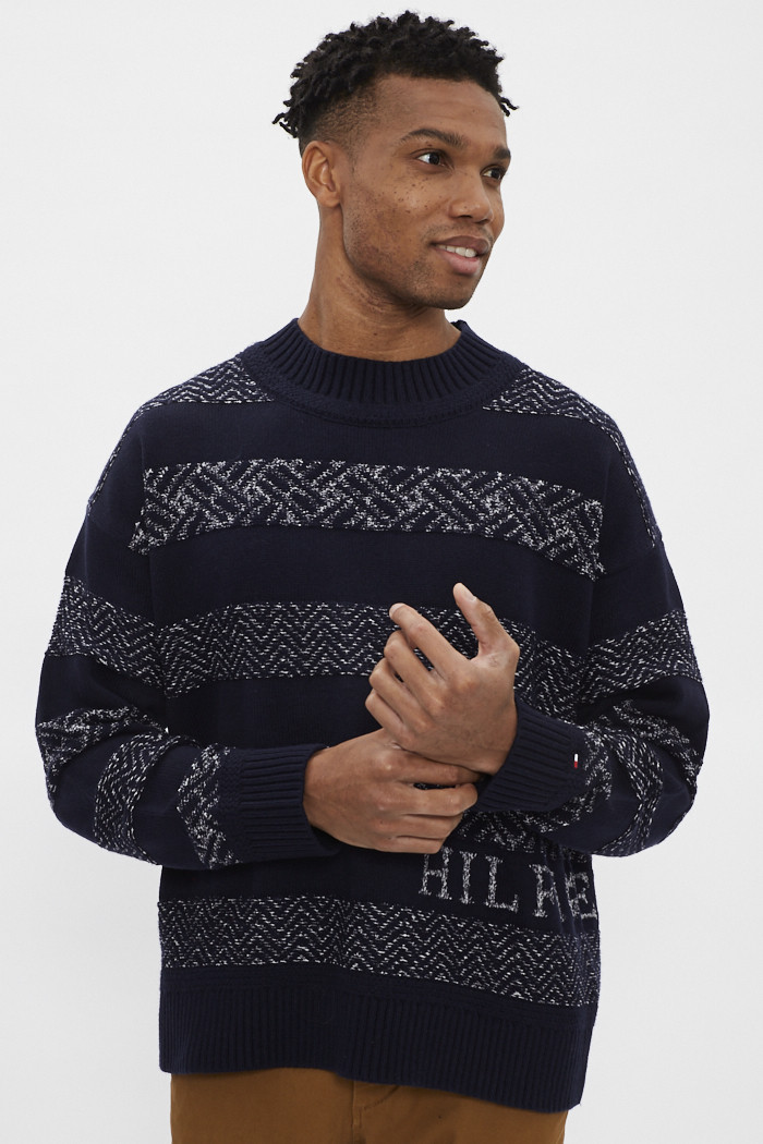 Pull bleu marine fantaisie pour homme Tommy Hilfiger