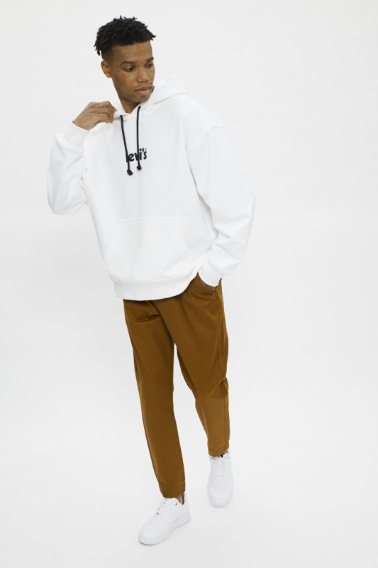 Sweat blanc à capuche 100% coton