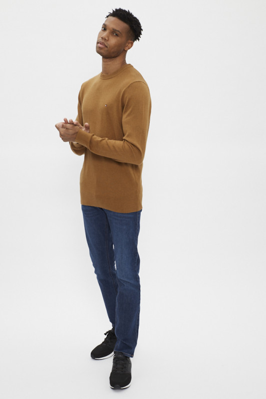 Pull marron coton et cachemire pour hommes