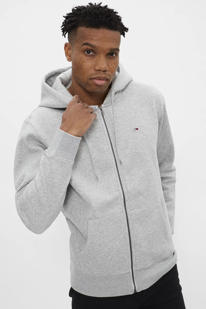 Sweat à capuche zippé gris Homme Tommy Hilfiger