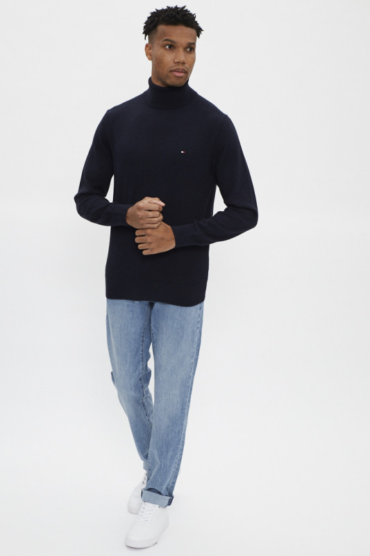 Pull col roulé marine coton & cachemire homme Tommy Hilfiger