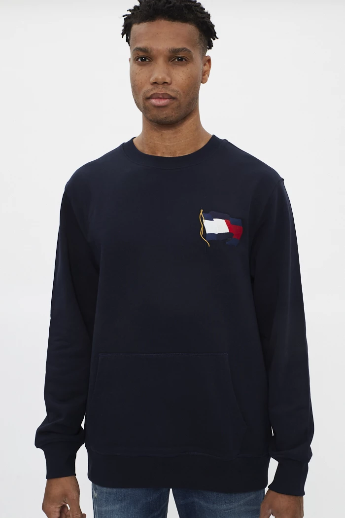 Hoodie Pull Tommy Bleu Marine Pull 100% Coton Bleu Marine Pour