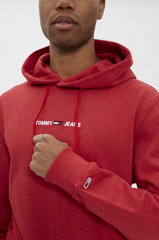 Sweatshirt rouge en coton mélangé homme Tommy jeans avec capuche
