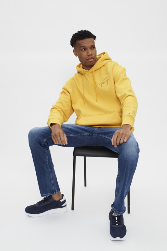 Sweat signature jaune à capuche