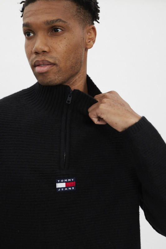 Pull noir col montant homme Tommy Jeans manches longues