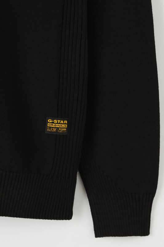 Pull noir classique sport Mock homme G-Star manches longues