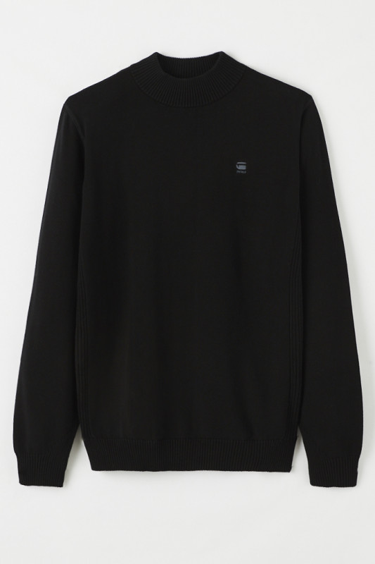 Pull noir classique sport Mock homme G-Star col montant