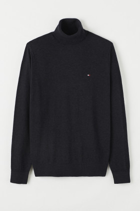 Pull col roulé anthracite coton & cachemire homme