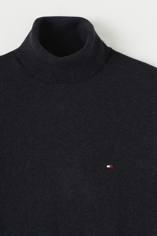 Pull col roulé anthracite coton & cachemire homme Tomy Hilfiger
