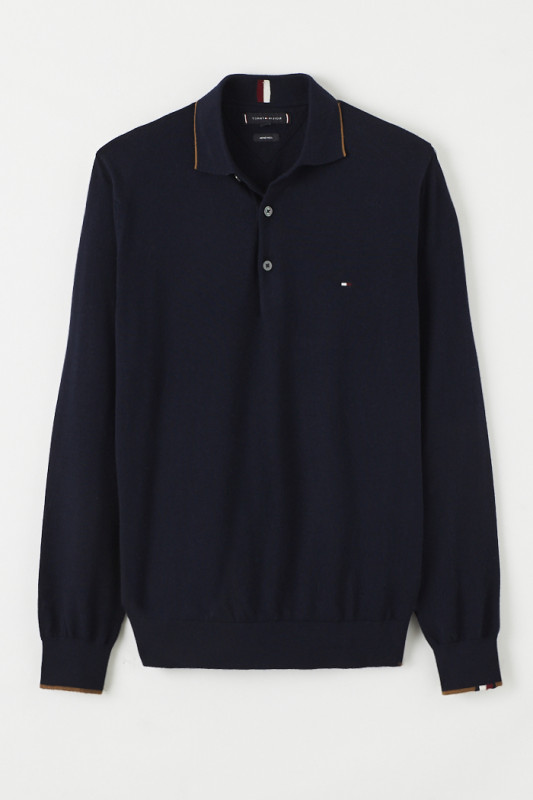 Polo manches longues bleu nuit homme Tommy Hilfiger