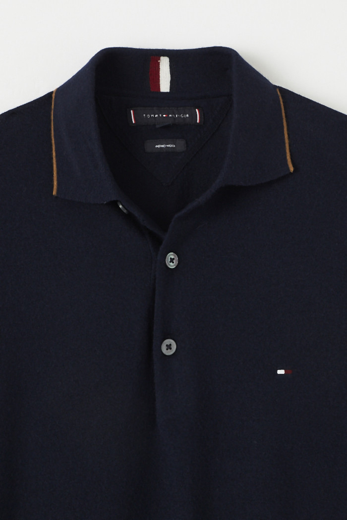 Polo bleu nuit en laine pour homme Tommy Hilfiger