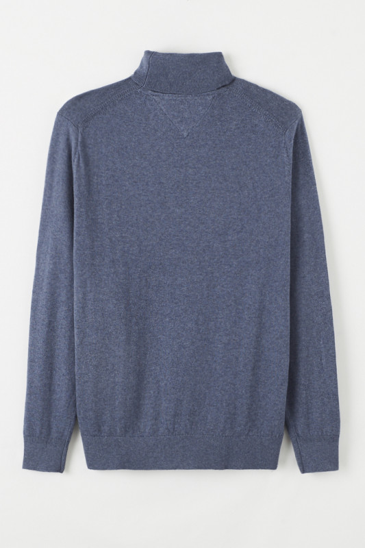 Pull col roulé indigo coton & cachemire homme Tommy Hilfiger
