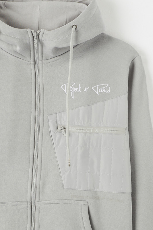 Veste à capuche grise avec empiècement bimatière pour homme Project X
