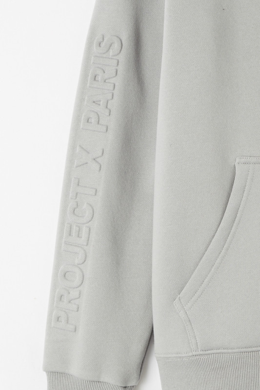 Veste à capuche grise avec empiècement bimatière pour homme Project X coupe droite